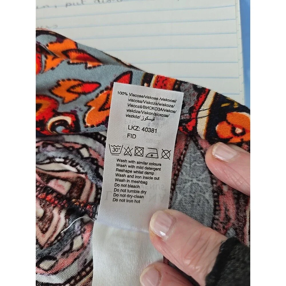 Lascana for Venus Paisley Tank Top Red Navy Sleeveless Keyhole Neck Boho Summer - Picture 11 of 11